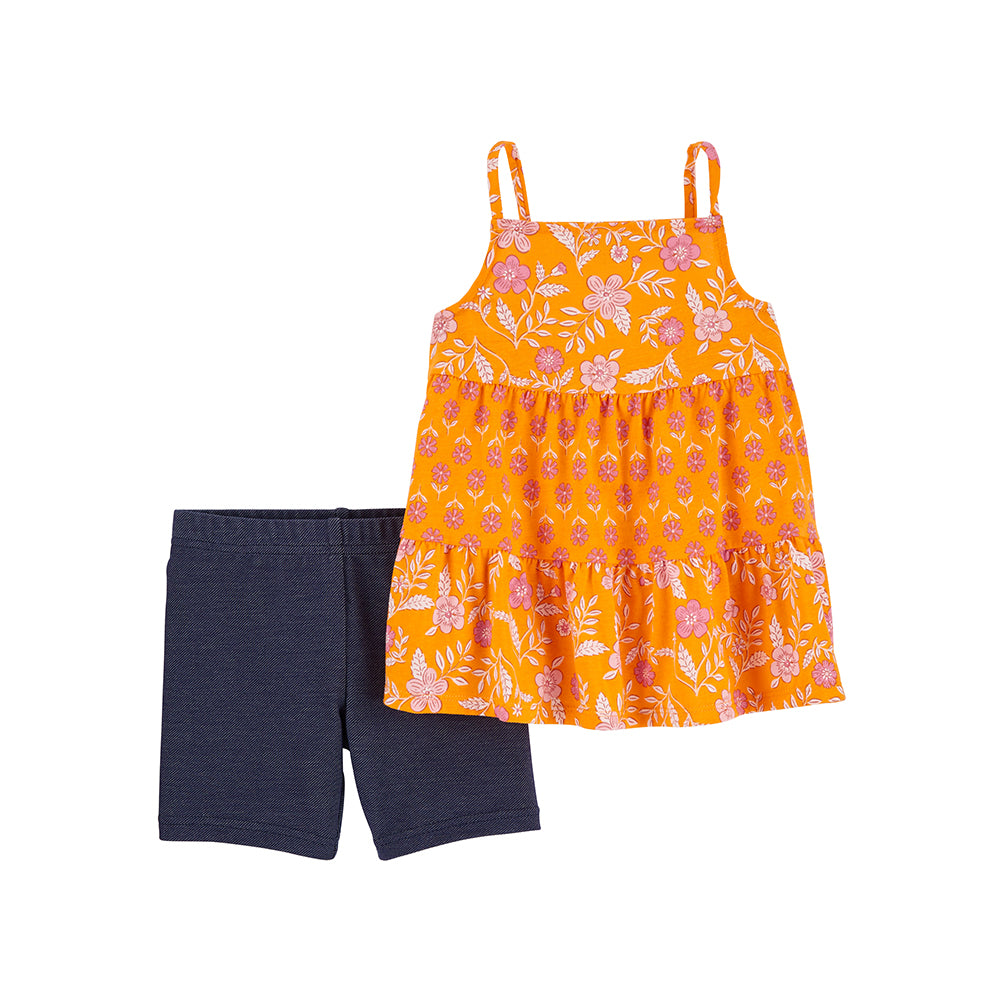 Carter's bright orange retro pattern 2-piece set (6M-24M)