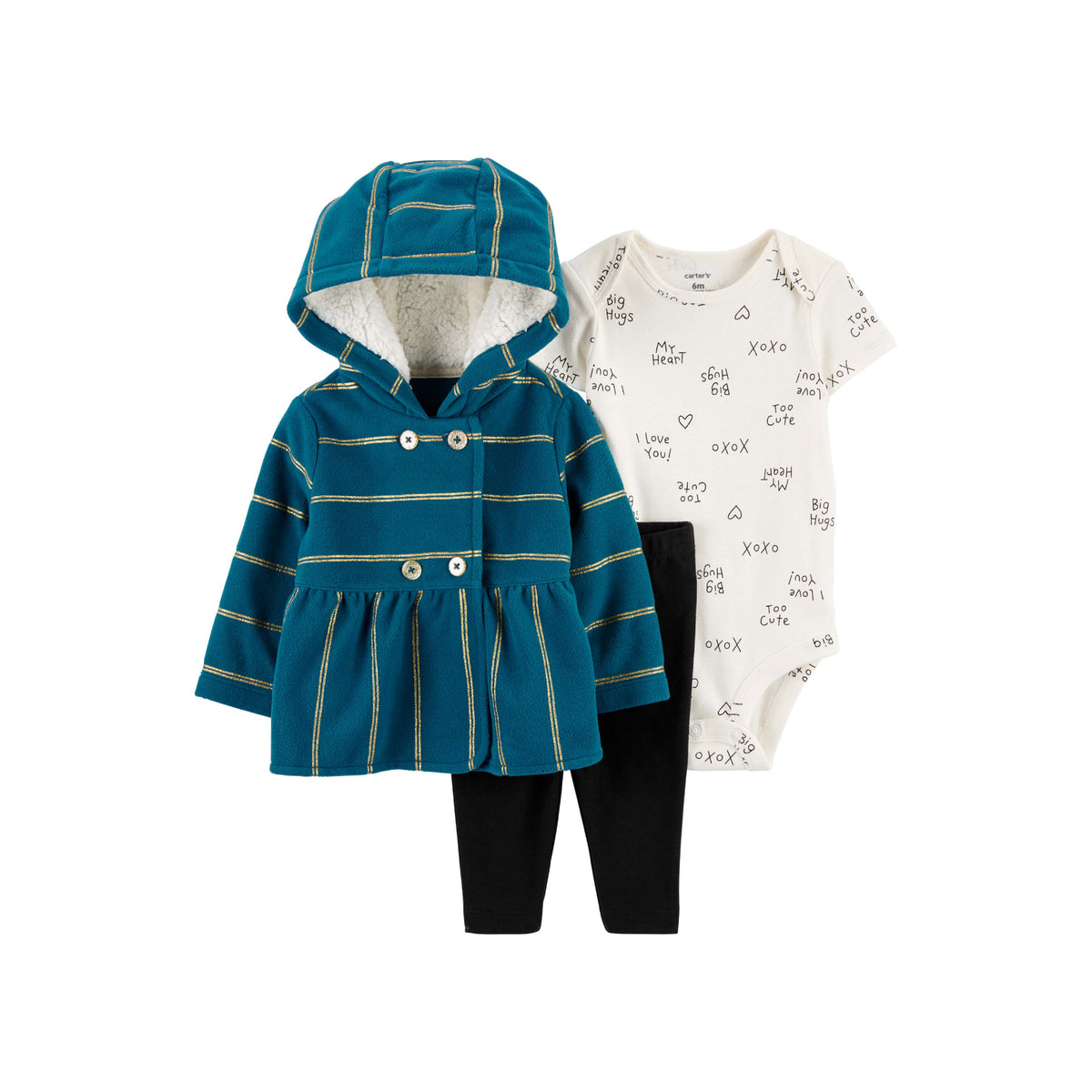 Carter's Christmas green hooded T3-piece set (9M-24M)