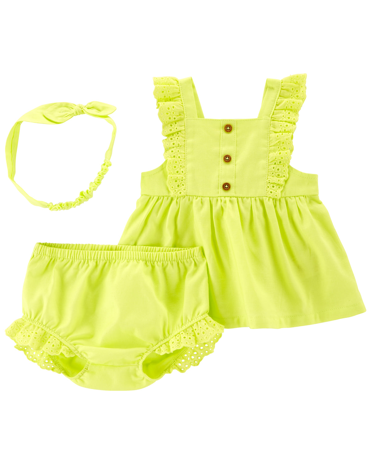 Carter's bright yellow ruffle 3-piece set (6M-24M)