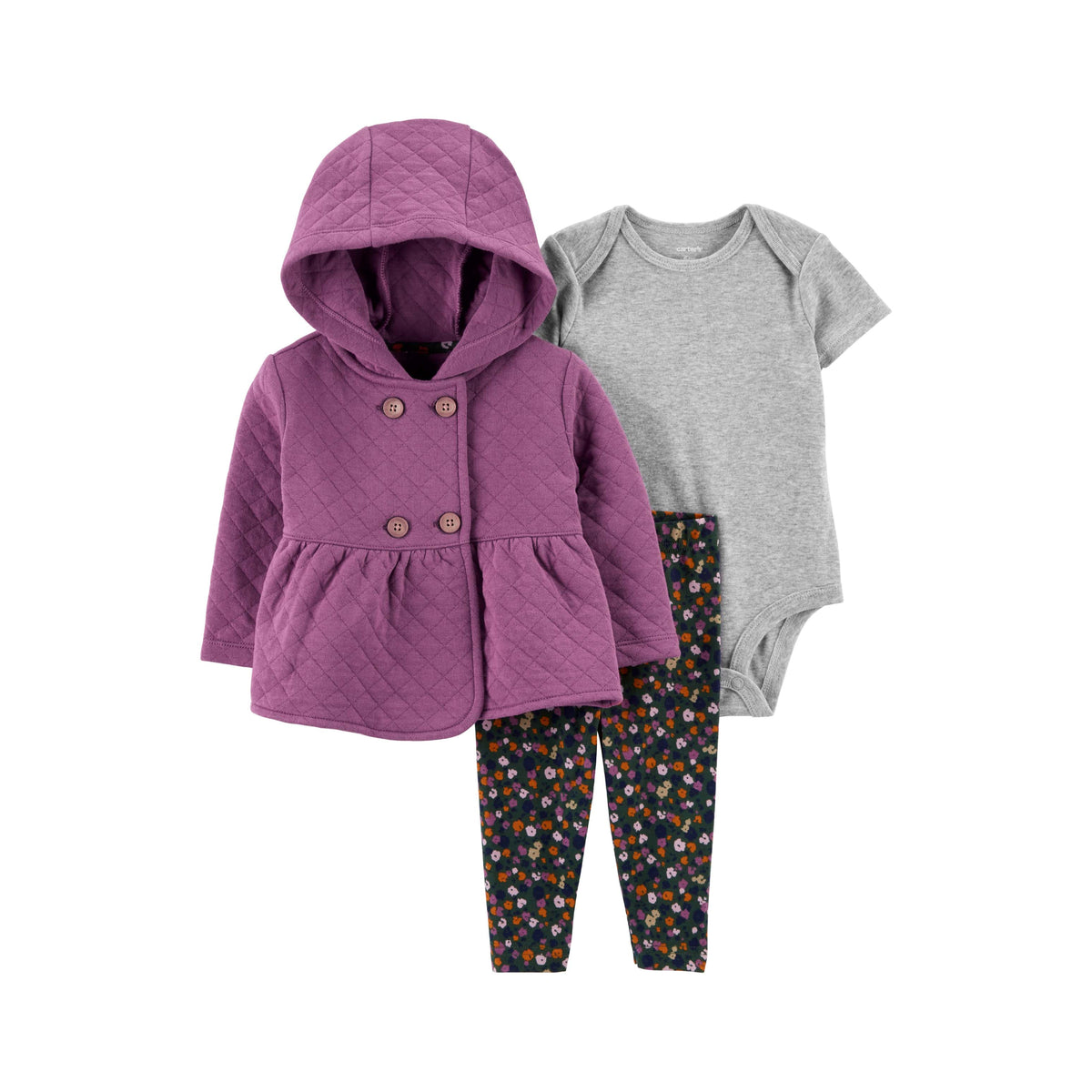 Carter's Blooming Purple Black Fashion 3-piece Set (6M-24M)