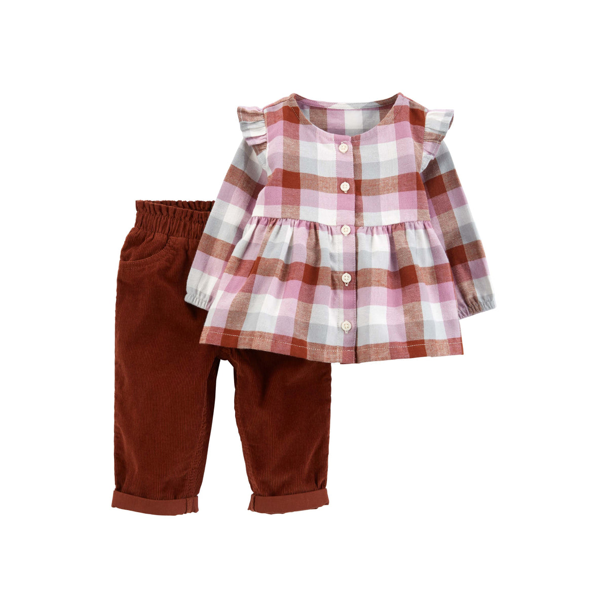 Carter's red plaid pastoral style 2-piece set (6M-24M)