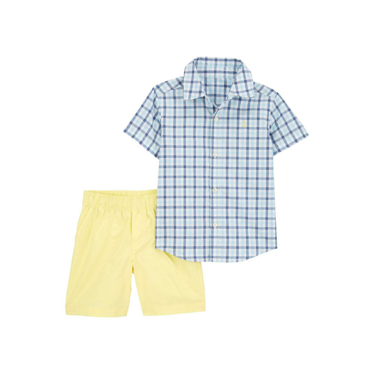 Carter's plaid blue shirt 2-piece set (6M-24M)