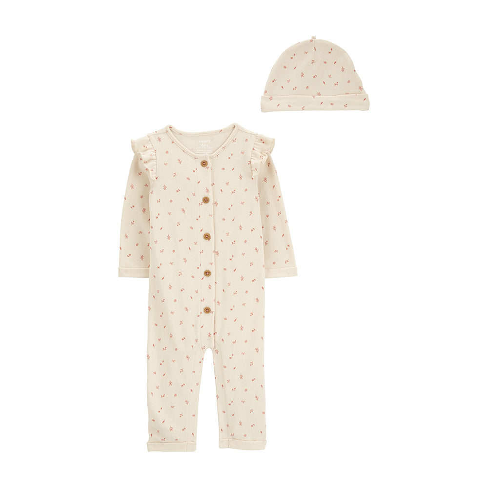 Carter's 奶油花朵2件組套裝(3M-9M)