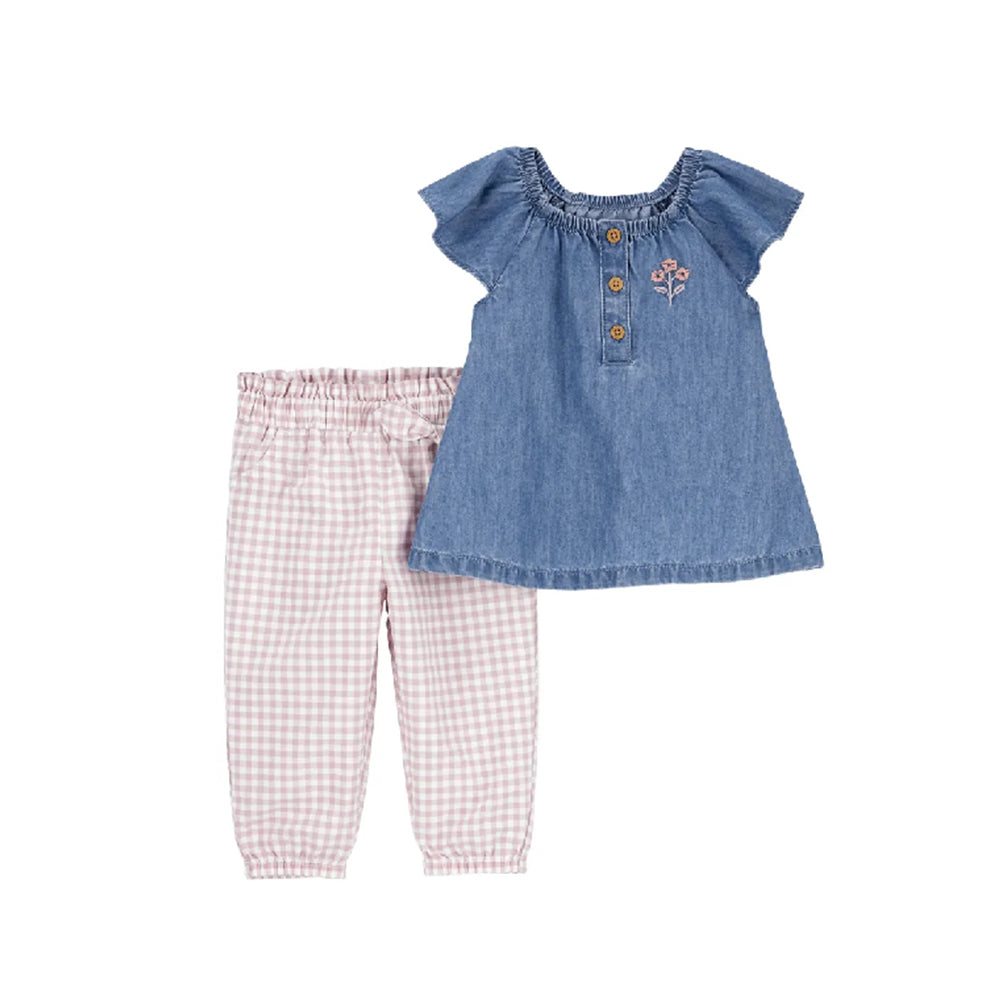 Carter's denim princess sleeve 2-piece set (6M-24M)