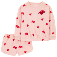 Carter's 粉紅愛心睡衣2件組套裝(6-8)
